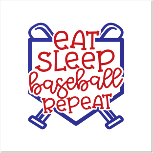 Eat Sleep Baseball Repeat Cute Funny Posters and Art